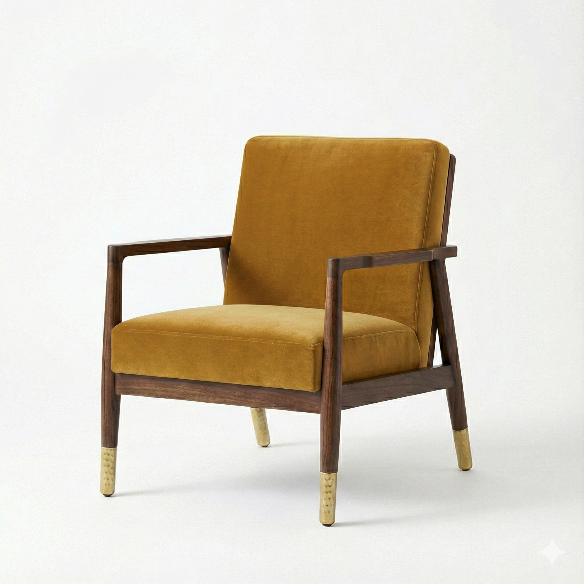 Mercer Walnut & Brass Armchair