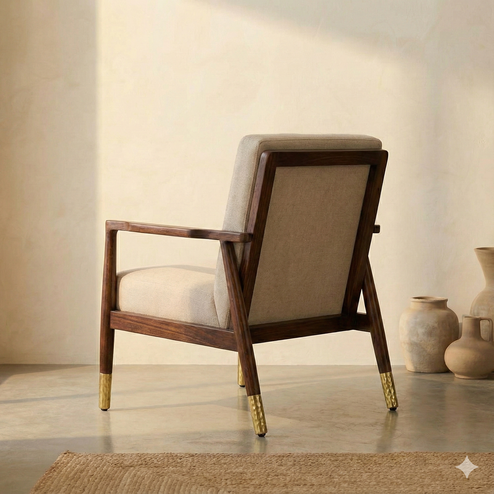 Mercer Walnut & Brass Armchair