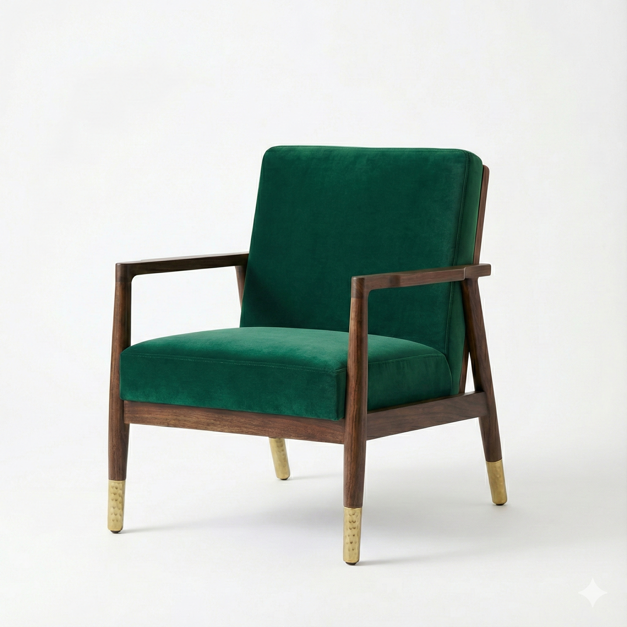 Mercer Walnut & Brass Armchair